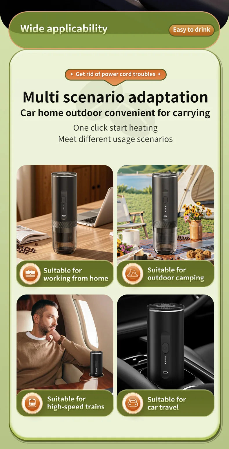 Travel 2-in-1 Wireless Portable Espresso Coffee Machine for Car & Home Camping