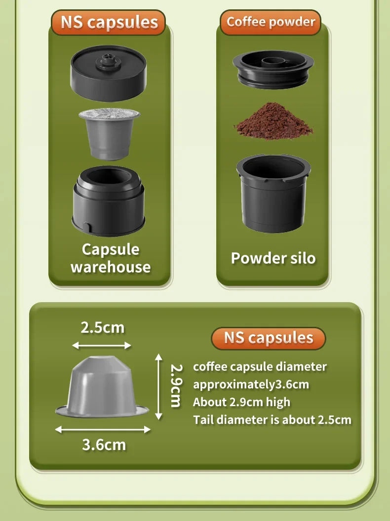 Travel 2-in-1 Wireless Portable Espresso Coffee Machine for Car & Home Camping