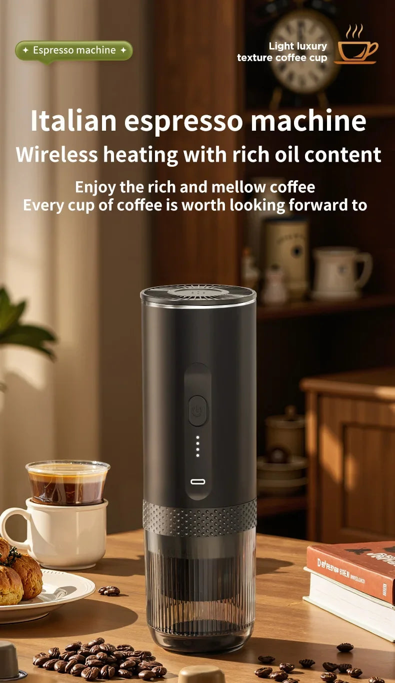 Travel 2-in-1 Wireless Portable Espresso Coffee Machine for Car & Home Camping