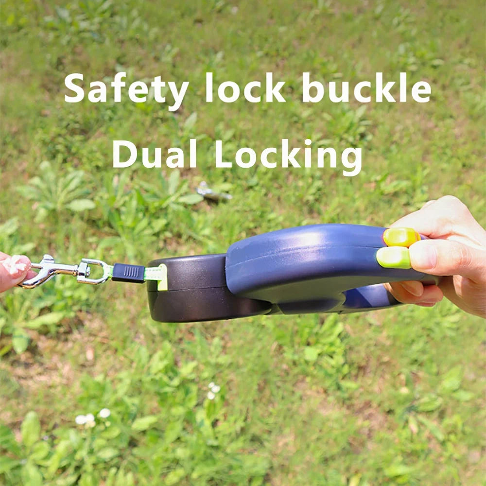 Auto Retractable Double Ended Dog Leash 3m with LED Flashlight Waste Bag Box